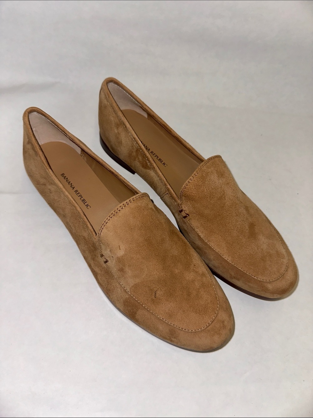Banana Republic Camel Suede Slip-On Loafers New 8.5 Demi Biscotti Flats